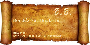 Bordács Beatrix névjegykártya