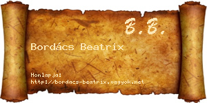 Bordács Beatrix névjegykártya